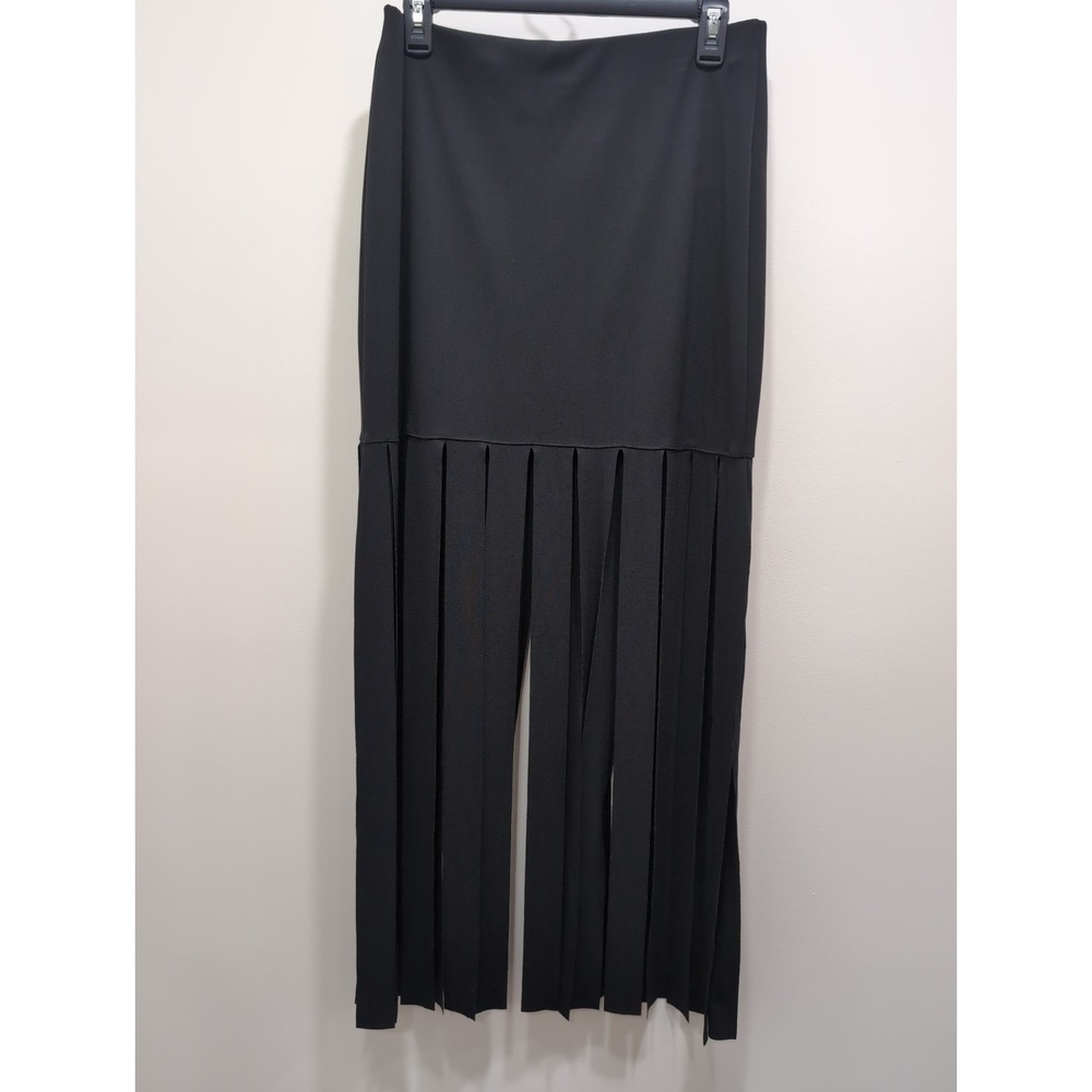 NWT‎ Zara Black Maxi Skirt Wide Fringe Detail Size M Gothic Whimsygoth Grunge